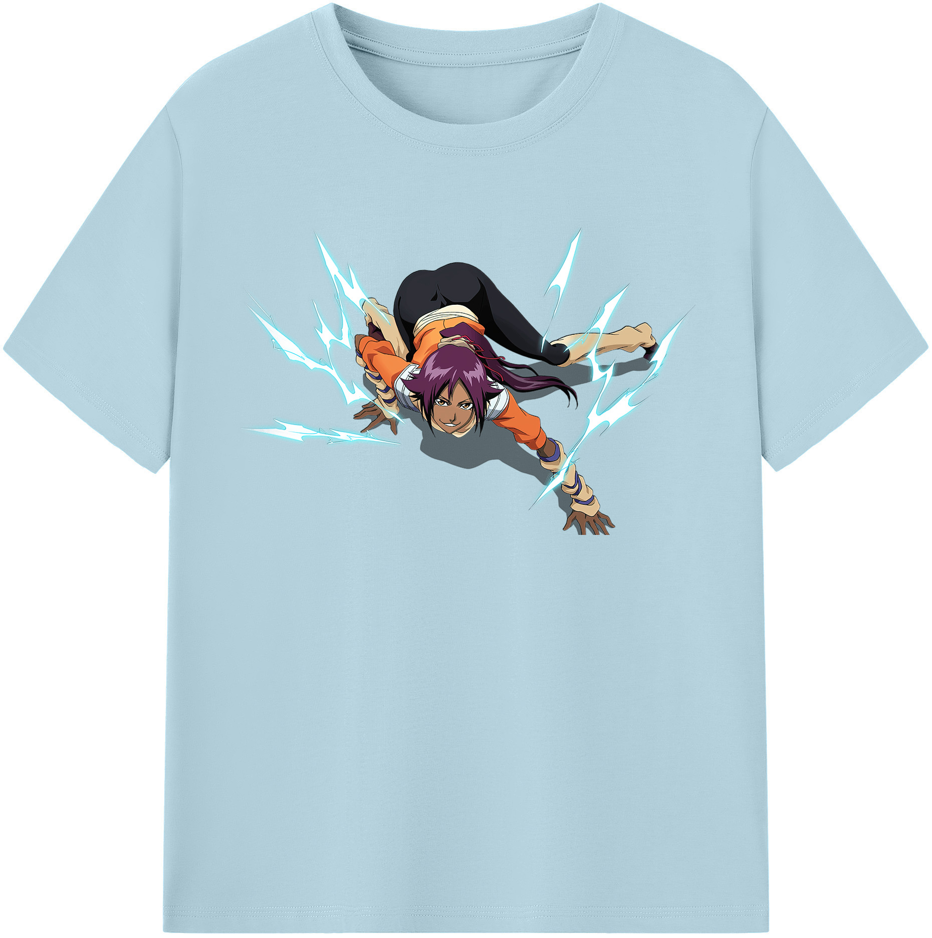 （画像用） ブリーチ 四楓院 夜一（しほういん よるいち） BLEACH Shihouin Yoruichi 綿100％半袖Tシャツ（フロントプリント）